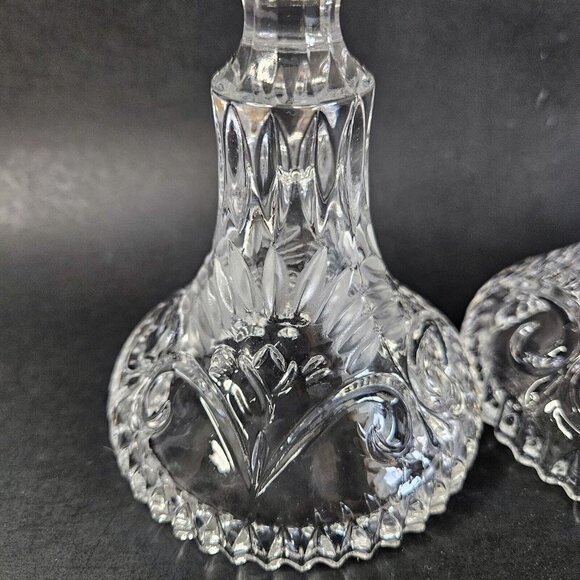 VintageCrystal Taper Candle Holder Set of 2 Etched Floral Pressed  5.5" - Picture 3 of 5